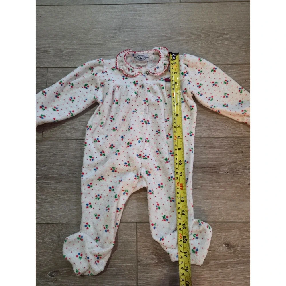 Vintage 80s Izod Lacoste Footed Baby Sleeper 12-18 lbs White Terry Cloth Snap